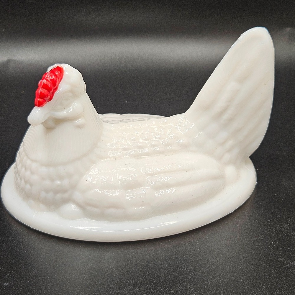 Vintage White Milk Glass Hen Lid Westmoreland Chicken Covered Dish Replacement